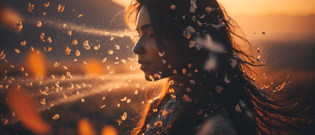 A woman peacefully embracing warm sunlight portraying tDCS effects on mental health