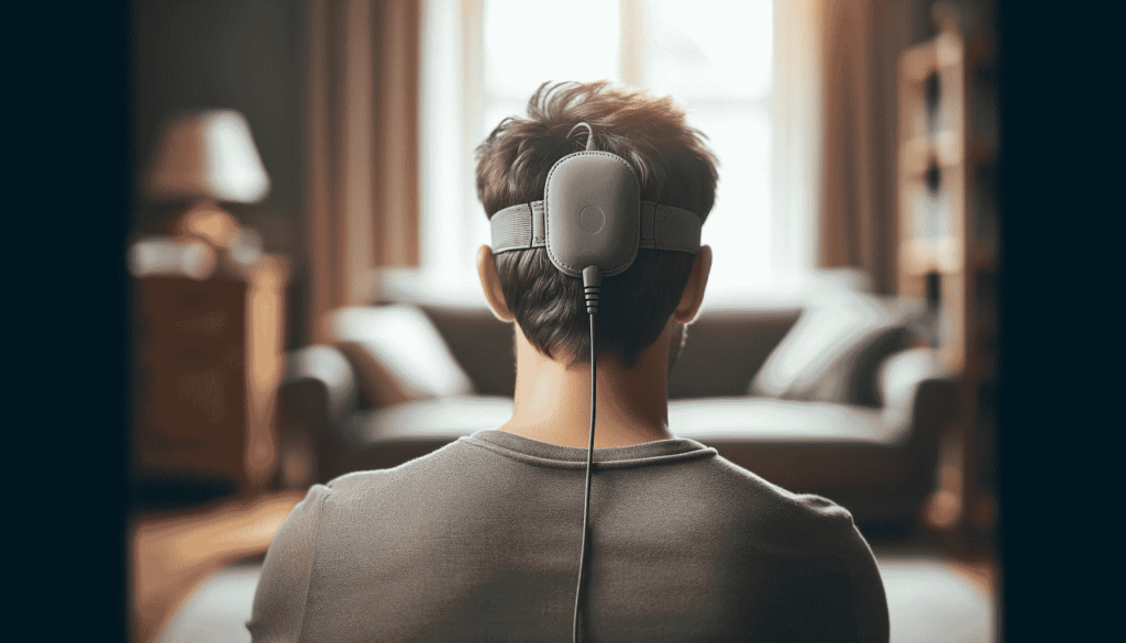 person using a tDCS device